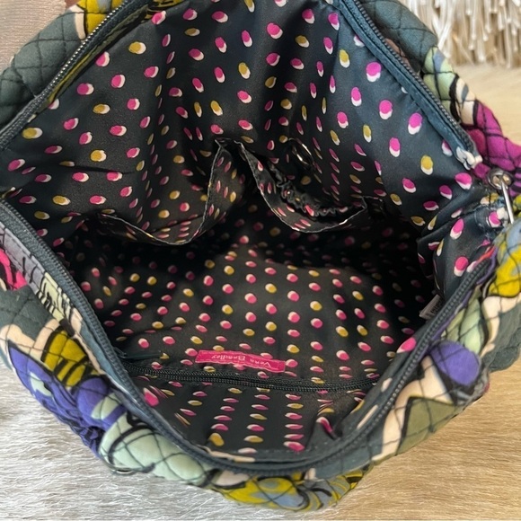 VERA BRADLEY Falling Flowers HADLEY Bag Crossbody Satchel Tech Green Pink 2017 - Picture 12 of 14